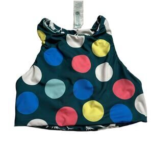 CARVE DESIGNS Polka Dot Floral Tropical Reversible Swimsuit Top Women's Size S